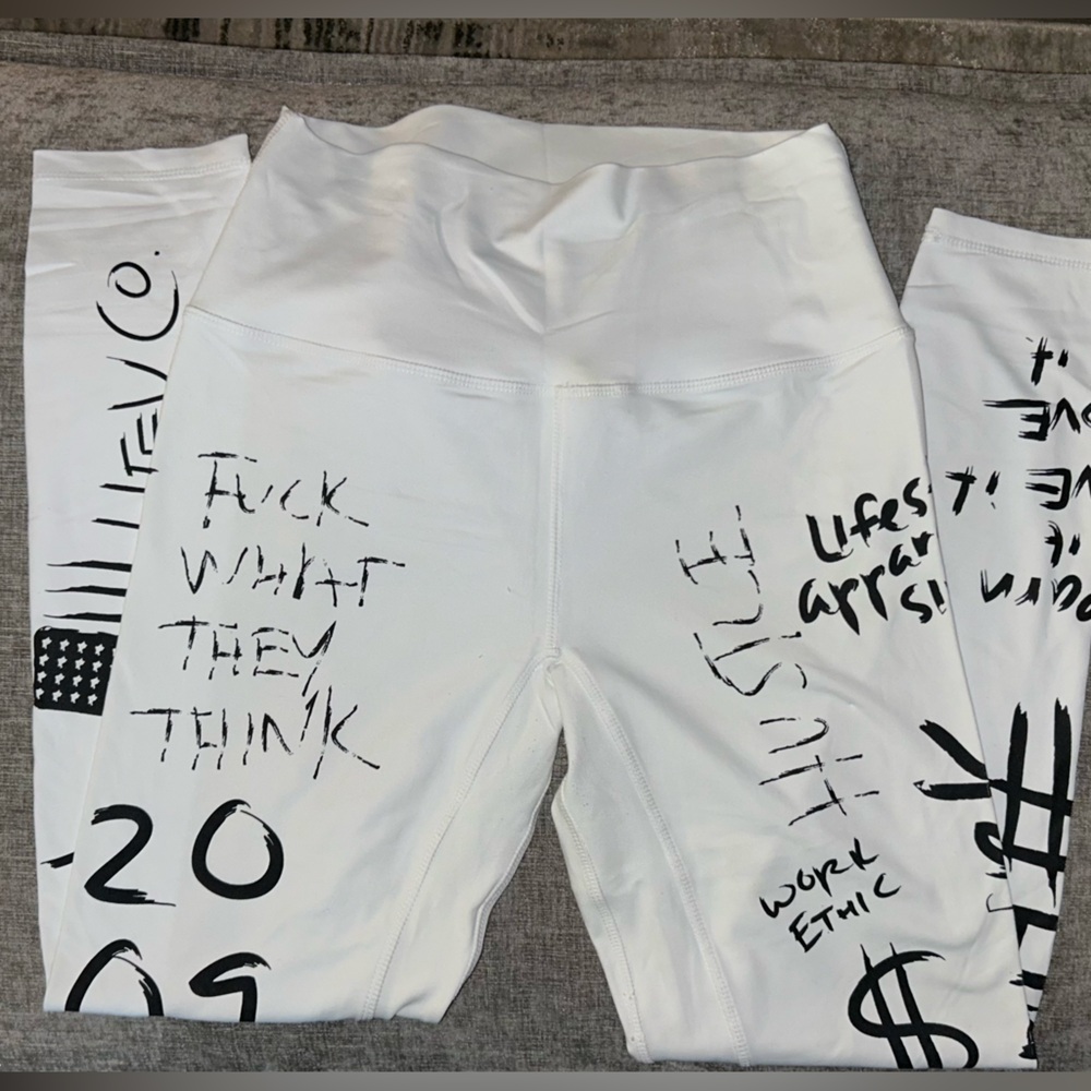 White Graphic Women’s Leggings for gym